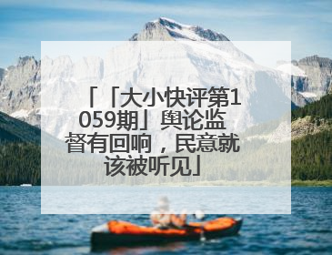 「大小快评第1059期」舆论监督有回响，民意就该被听见