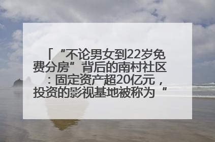 “不论男女到22岁免费分房”背后的南村社区：固定资产超20亿元，投资的影视基地被称为“山村好莱坞”
