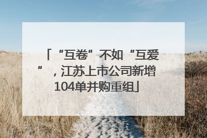 “互卷”不如“互爱”，江苏上市公司新增104单并购重组