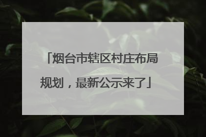 烟台市辖区村庄布局规划，最新公示来了
