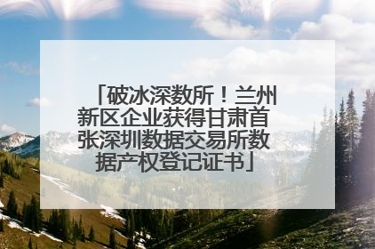 破冰深数所！兰州新区企业获得甘肃首张深圳数据交易所数据产权登记证书