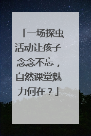 一场探虫活动让孩子念念不忘，自然课堂魅力何在？