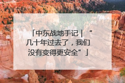 中东战地手记｜“几十年过去了，我们没有变得更安全”