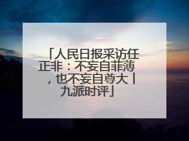 人民日报采访任正非：不妄自菲薄，也不妄自尊大丨九派时评
