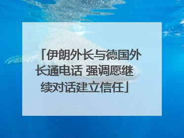 伊朗外长与德国外长通电话 强调愿继续对话建立信任