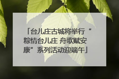 台儿庄古城将举行“粽情台儿庄 舟歌赋安康”系列活动迎端午
