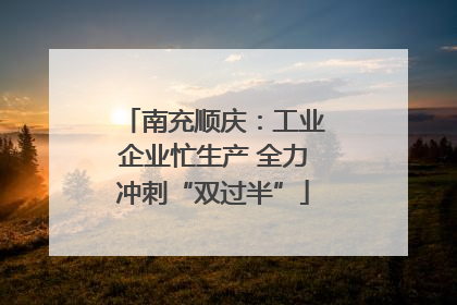 南充顺庆：工业企业忙生产 全力冲刺“双过半”