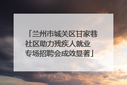 兰州市城关区甘家巷社区助力残疾人就业 专场招聘会成效显著