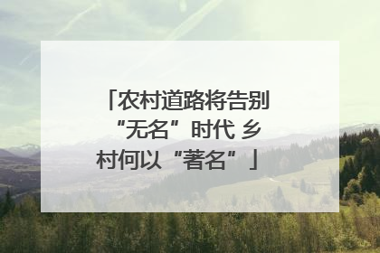 农村道路将告别“无名”时代 乡村何以“著名”