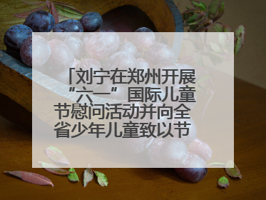 刘宁在郑州开展“六一”国际儿童节慰问活动并向全省少年儿童致以节日祝福