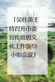 吴桂英主持召开市委宣传思想文化工作领导小组会议