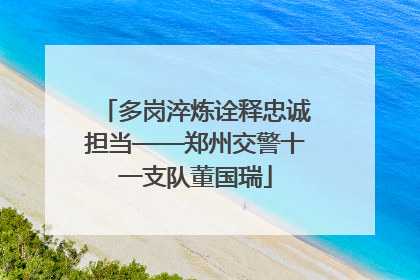 多岗淬炼诠释忠诚担当——郑州交警十一支队董国瑞