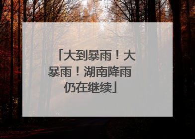大到暴雨！大暴雨！湖南降雨仍在继续