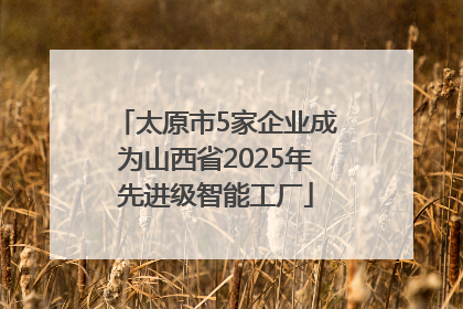 太原市5家企业成为山西省2025年先进级智能工厂