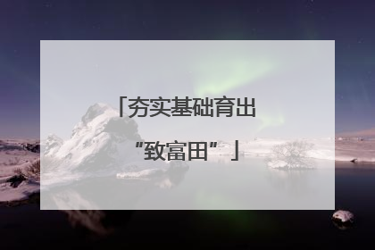 夯实基础育出“致富田”