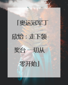 奥运冠军丁欣怡：走下领奖台 一切从零开始