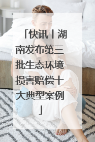 快讯丨湖南发布第三批生态环境损害赔偿十大典型案例