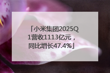 小米集团2025Q1营收1113亿元，同比增长47.4%