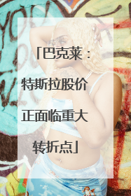 巴克莱：特斯拉股价正面临重大转折点