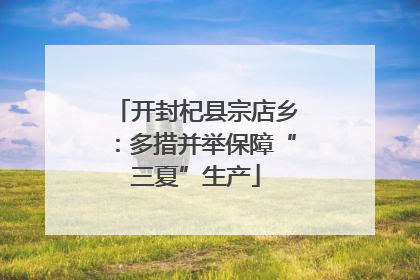 开封杞县宗店乡：多措并举保障“三夏”生产