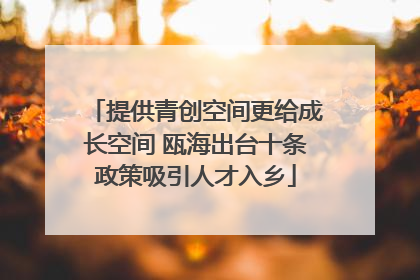 提供青创空间更给成长空间 瓯海出台十条政策吸引人才入乡