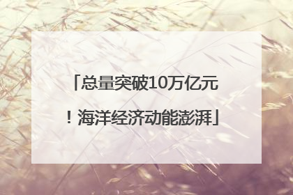总量突破10万亿元！海洋经济动能澎湃
