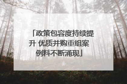 政策包容度持续提升 优质并购重组案例料不断涌现