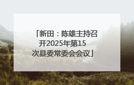 新田：陈雄主持召开2025年第15次县委常委会会议