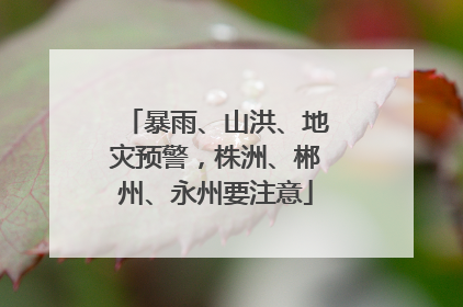 暴雨、山洪、地灾预警，株洲、郴州、永州要注意