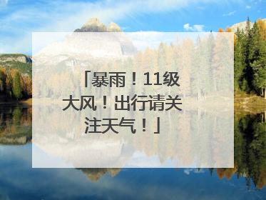 暴雨！11级大风！出行请关注天气！