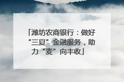 潍坊农商银行：做好“三夏”金融服务，助力“麦”向丰收