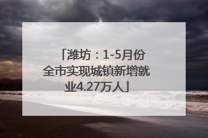 潍坊：1-5月份全市实现城镇新增就业4.27万人