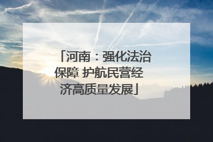 河南：强化法治保障 护航民营经济高质量发展
