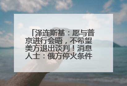 泽连斯基：愿与普京进行会晤，不希望美方退出谈判！消息人士：俄方停火条件包括北约“书面”保证不东扩
