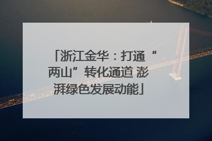 浙江金华：打通“两山”转化通道 澎湃绿色发展动能