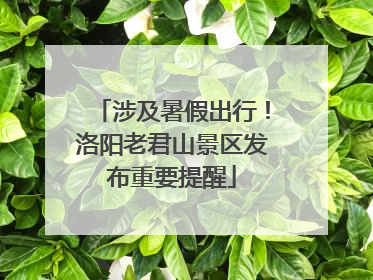 涉及暑假出行！洛阳老君山景区发布重要提醒