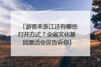 游客来浙江还有哪些打开方式？全省文化基因激活会议告诉你