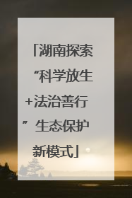 湖南探索“科学放生+法治善行”生态保护新模式