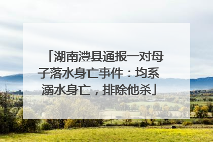 湖南澧县通报一对母子落水身亡事件：均系溺水身亡，排除他杀