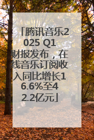 腾讯音乐2025 Q1财报发布，在线音乐订阅收入同比增长16.6%至42.2亿元