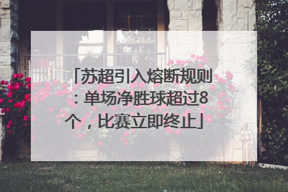 苏超引入熔断规则：单场净胜球超过8个，比赛立即终止