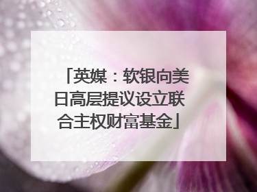 英媒：软银向美日高层提议设立联合主权财富基金