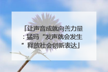 让声音成就向善力量：猛玛“发声就会发生”释放社会创新表达