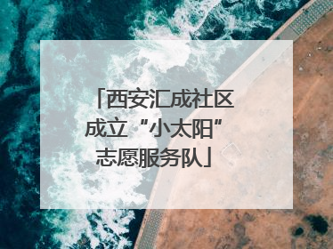 西安汇成社区成立“小太阳”志愿服务队
