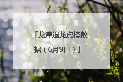 龙津退龙虎榜数据（6月9日）
