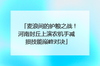 麦浪间的护粮之战！河南封丘上演农机手减损技能巅峰对决