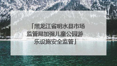 黑龙江省明水县市场监管局加强儿童公园游乐设施安全监管