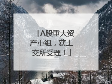 A股重大资产重组，获上交所受理！